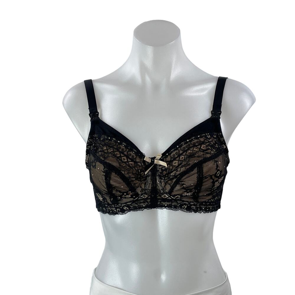 Panache Sophie Womens Back Beige Lace Floral Bow Maternity Nursing Bra Size 30DD